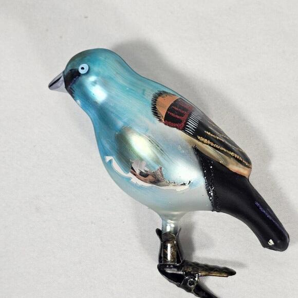 Other - Vintage Blue Bird Mercury Glass Clip on Christmas Ornament Rare Tree Colorful